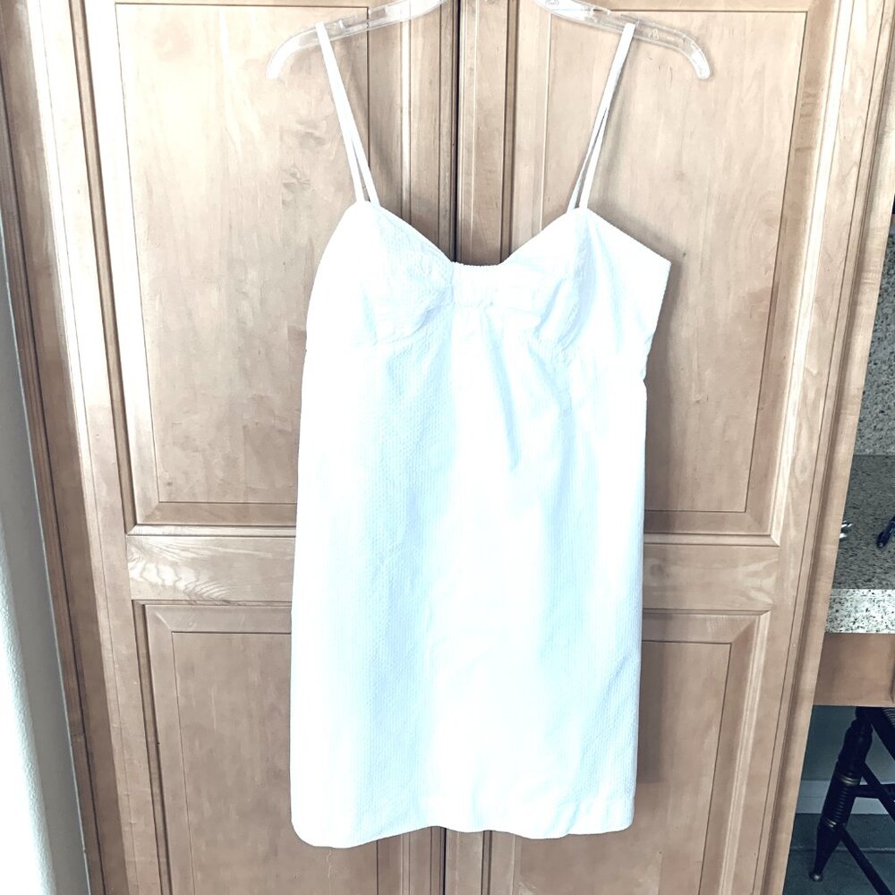 LILLY PULITZER Sundress Bright White Seersucker Lined Sz 8